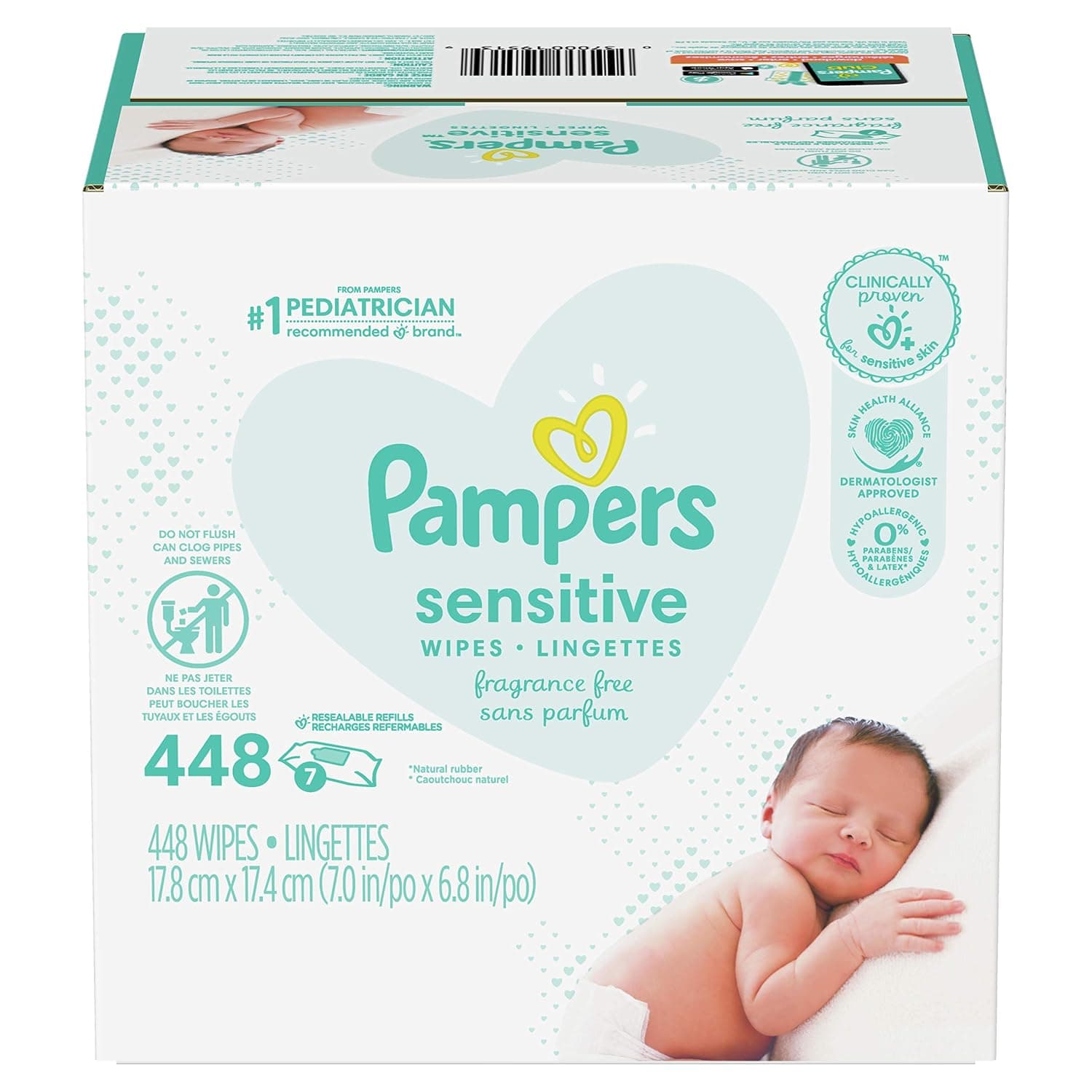 Pampers Baby Wipes Sensitive Perfume Free 7X Refill Packs (Tub Not Included) 448 Count - image 1 of 1
