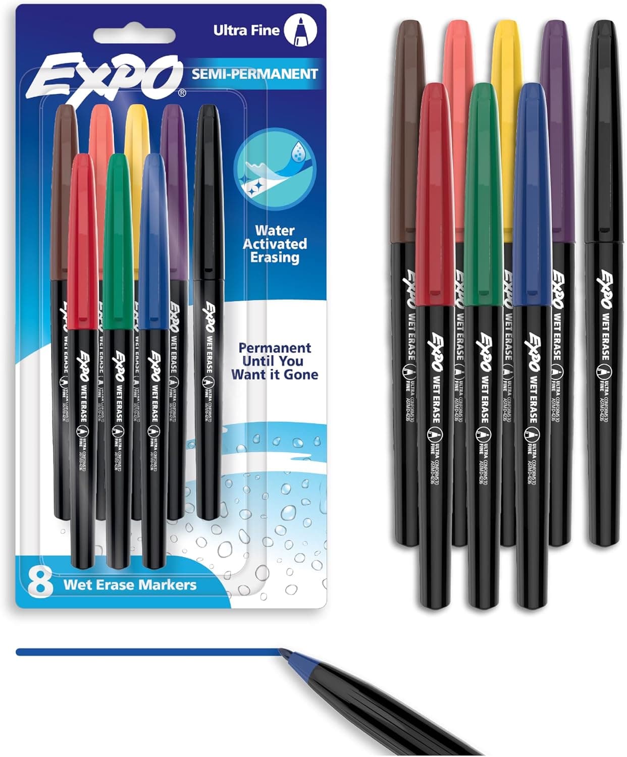 EXPO Vis-a-Vis Wet Erase Marker Set, Fine Tip, Assorted Colors, 8 Count - image 1 of 1