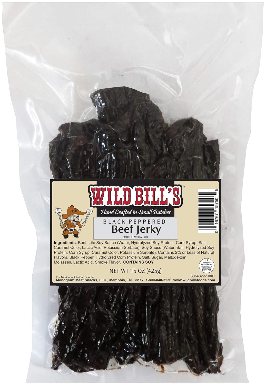 Wild Bills Black Peppered Beef Jerky Strips, 30-Count, 15-Ounce - image 1 of 1