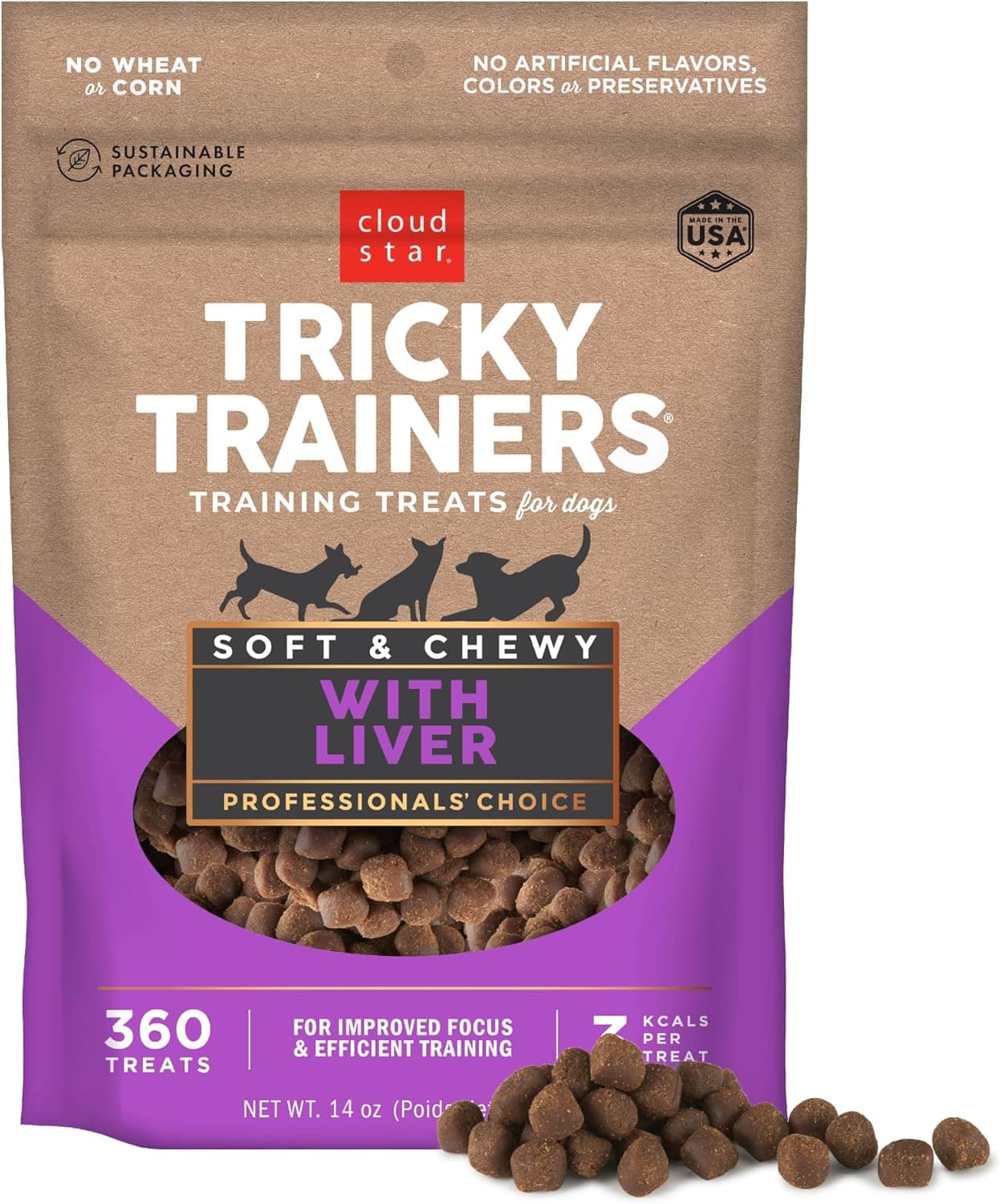 Cloud Star Tricky Trainers Soft & Chewy Dog Treats, Liver, 14 oz. Pouch - image 1 of 1