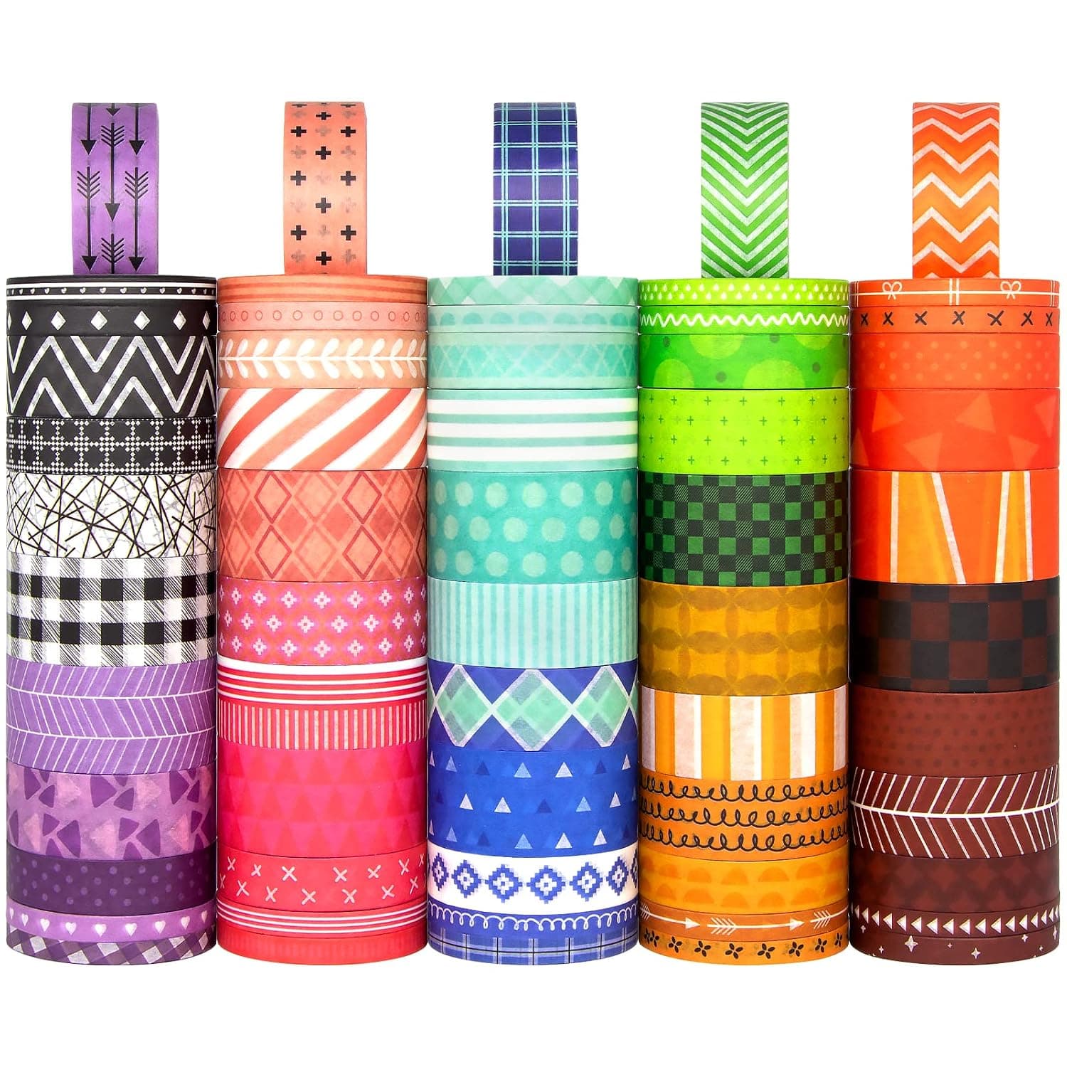 60 Rolls Washi Tape Set - Decorative Adhesive Masking Tape for Scrapbooking Supplies,DIY Crafts,Bullet Journals,Gift Wrapping,Party Decorations and Planners,Each Roll 5.4yd Total 328yd - image 1 of 1