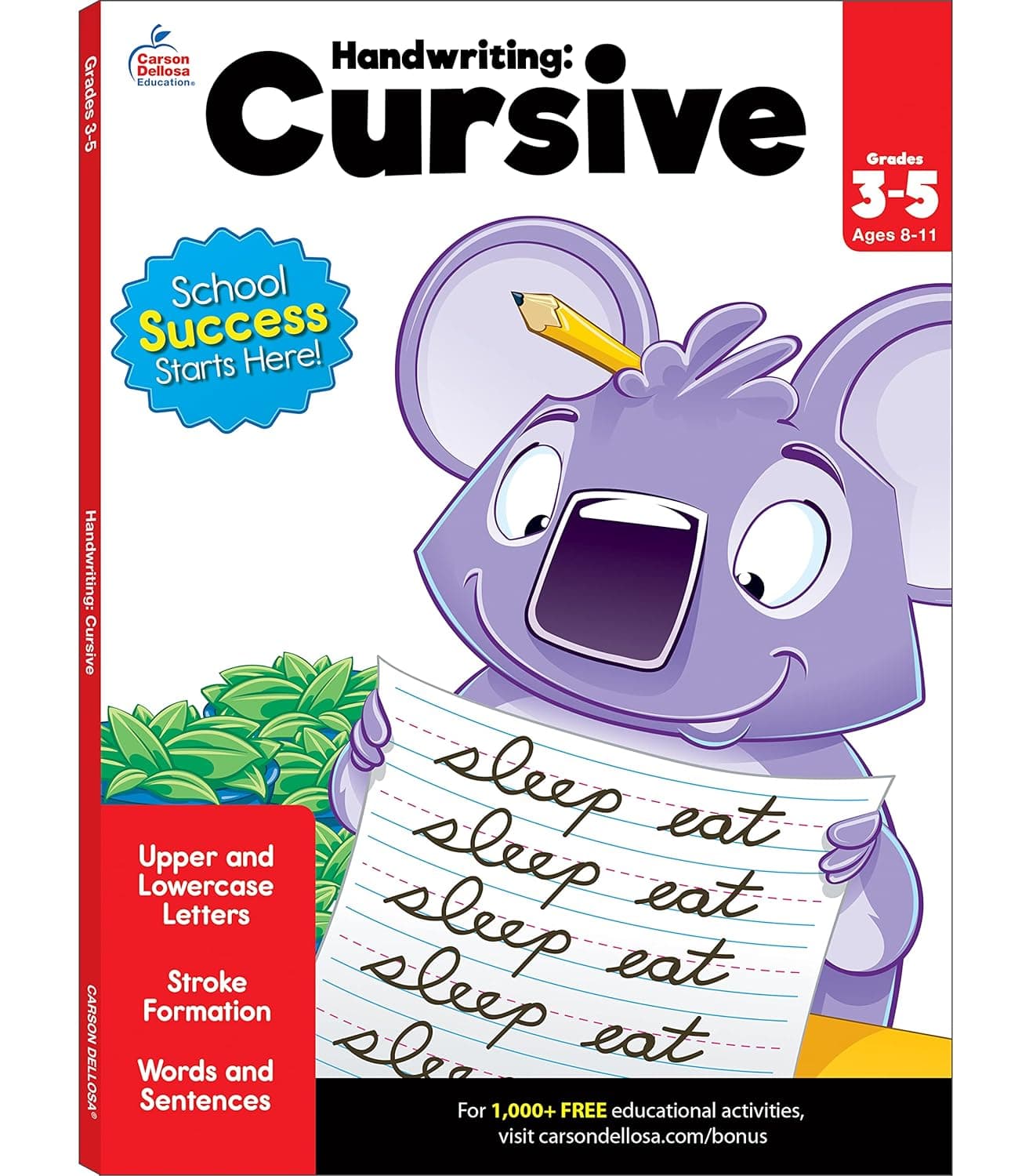 Carson Dellosa Grades 2-5 Cursive Handwriting Workbook, Writing Book With Sight Words, Sentences, and Letter Tracing Activities, Classroom or Homeschool Curriculum - image 1 of 1