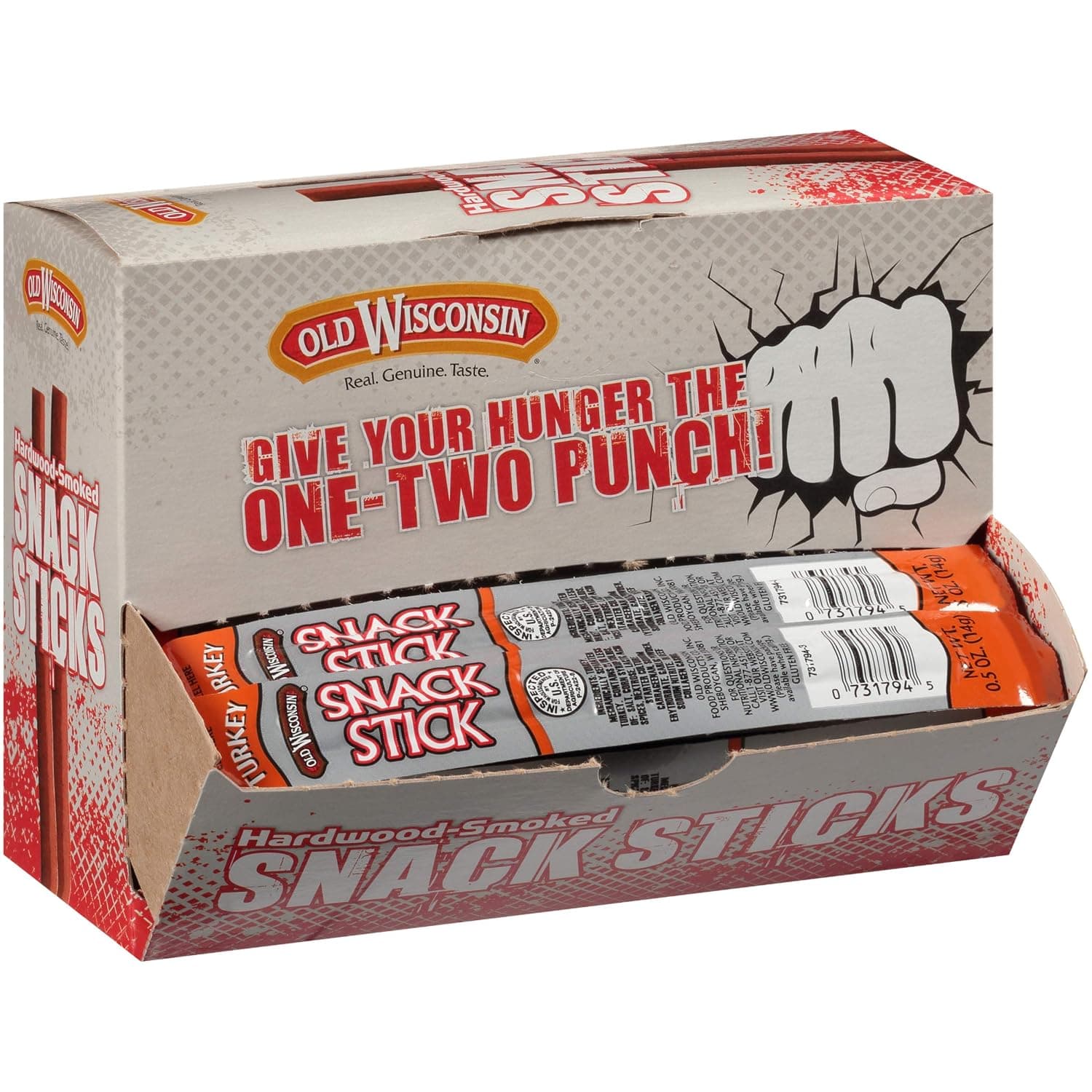 Old Wisconsin Turkey Sausage Snack Sticks, Naturally Smoked, Ready to Eat, High Protein, Low Carb, Keto, Gluten Free, Counter Box, 42 Individually Wrapped Sticks - image 1 of 1